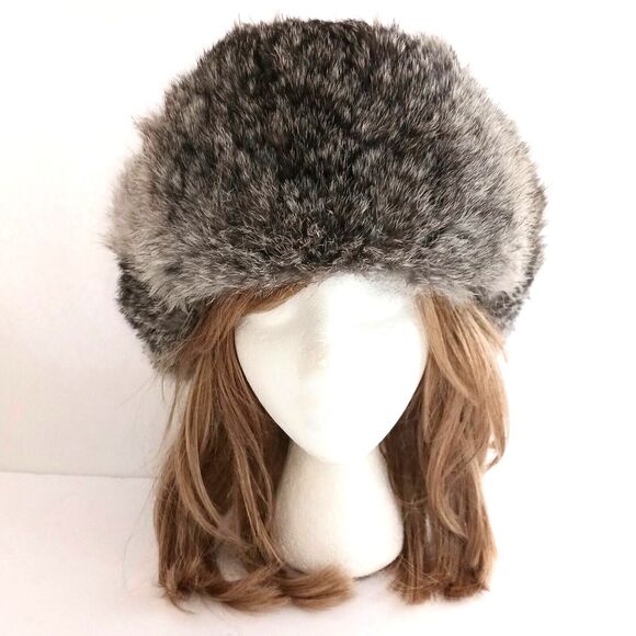 Unbranded Accessories - Genuine Gray Rabbit Fur Cossack Hat Lined Ear Flaps Ladies Sz M